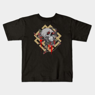 Floral Gothic Spider Skull Kids T-Shirt